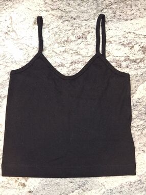 Nwt Ralph Lauren Black Ribbed Spaghetti-Strap Camisole